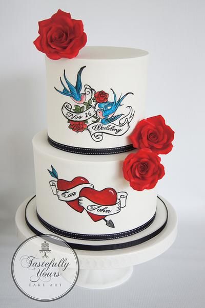 Rockabilly Wedding Motorbike Wedding, Rockabilly Wedding, Traditional Wedding Cake, Sugar Rose, Super Happy, Pretty Cakes, Wedding Images, Cake Art, Custom Cakes