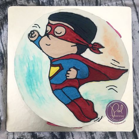 Butter cream cake, drawing on cake “super man” Drawing On Cake, Cake Minimal, Butter Cream Cake, Man Cake, Cake Drawing, Korean Cake, Simple Cake Designs, Cartoon Cake, Superhero Cake