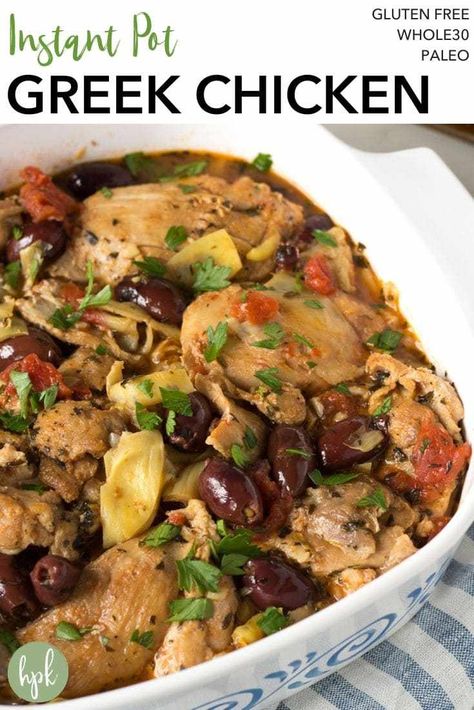 This Instant Pot Greek Chicken Thigh recipe is an easy and healthy dinner for a busy weeknight. Serve it with rice or potatoes, or keep it low carb and eat it on it’s own. With flavorful seasoning and chicken that’s cooked to perfection, it’s a fantastic one pot meal! #chickenthighs #instantpot #greekchicken #dinnerrecipe #weeknightmeal Instant Pot Greek Chicken, Chicken Thigh Recipe, Gluten Free Instant Pot, Greek Chicken Recipes, Thighs Chicken, Chicken Thigh Recipes Crockpot, Boneless Chicken Thigh Recipes, One Pot Meal, Chicken Thigh Recipes Baked