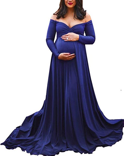 Saslax Maternity Off Shoulders Half Circle Gown for Baby Shower Photo Props Dress at Amazon Women’s Clothing store: Dress For Pregnant Women, Maternity Dresses Photography, Maternity Photography Props, Long Sleeve Maternity Dress, Estilo Hipster, Dresses For Pregnant Women, Clothes For Pregnant Women, Off Shoulder Gown, Vestido Plus Size