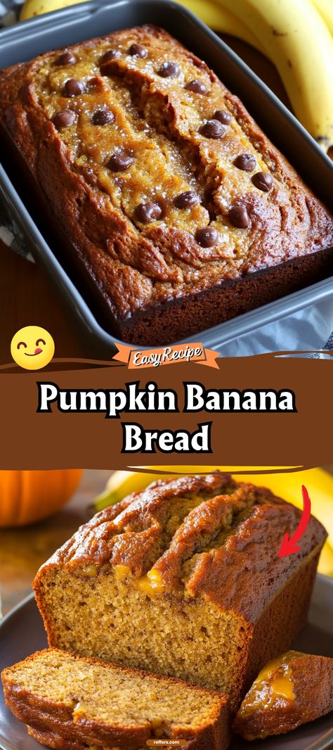 Elevate your banana bread game with a pumpkin twist. This Pumpkin Banana Bread merges the sweetness of ripe bananas with the richness of pumpkin for a moist, flavorful loaf that's perfect for breakfast or a snack. #PumpkinBananaBread #FallBaking #SnackTime Pumpkin Banana Bread Recipe Moist, Easy Banana Pumpkin Bread, Easy Pumpkin Banana Bread, Pumpkin And Banana Recipes, Banana And Pumpkin Recipes, Pumpkin Loaf Bread, Banana Pumpkin Bread Recipe, Pumpkin Banana Bread Recipe, Bread Pumpkin