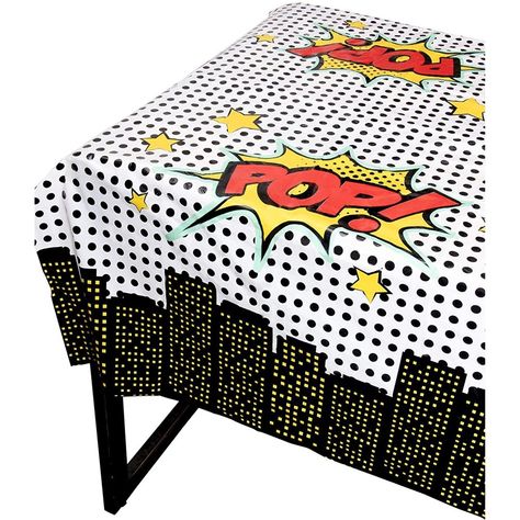 Superhero Theme Party Decorations, Comic Book Party, Book Themed Birthday Party, Hero Comic, Book Themed Party, Superhero Theme Party, Plastic Table Cover, Avenger Birthday Party, Kids Birthday Party Decoration