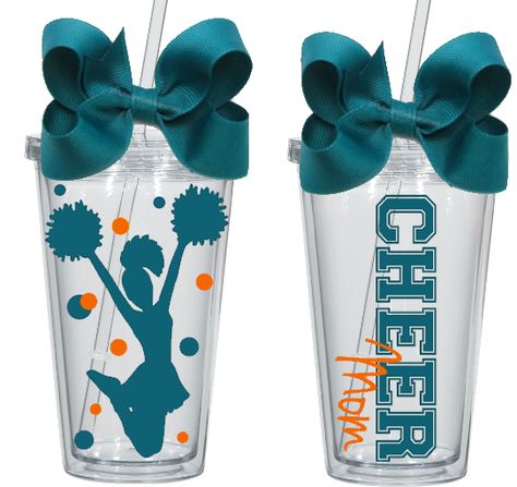 Cheer Tumbler, Customized Tumblers, Cheer Life, Acrylic Cups, Cup Ideas, Custom Cups, Cheer Mom, Cute Cups, Tumbler With Straw