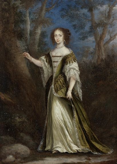 Artwork by French School, 17th Century, Portrait of a Noblewoman Carving a Tree 17th Century Dress French, 1660s Dress, 1650s Fashion, 1600s Dresses, 1660s Fashion, 17th Century Dress, 17th Century Portraits, Copper Painting, Baroque Era