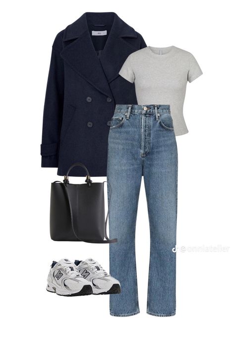 Navy Blue Coat Outfit, New Balance 530 Trainers, New Balance 530 Outfit, New Balance Style, New Balance Outfit, London Outfit, Outfit Plan, Mobile Web, Stockholm Fashion