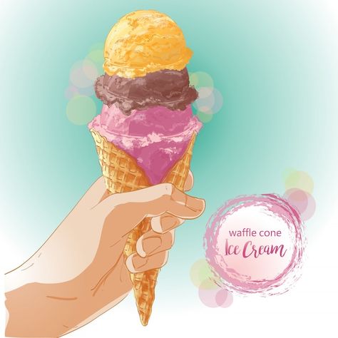 Hand Holding Ice Cream, Cream Images, Holding Ice Cream, Ice Cream Images, Ice Cream Cartoon, Ice Cream Waffle Cone, Ice Cream Art, Bullet Journal Mood Tracker Ideas, Summer Ice Cream