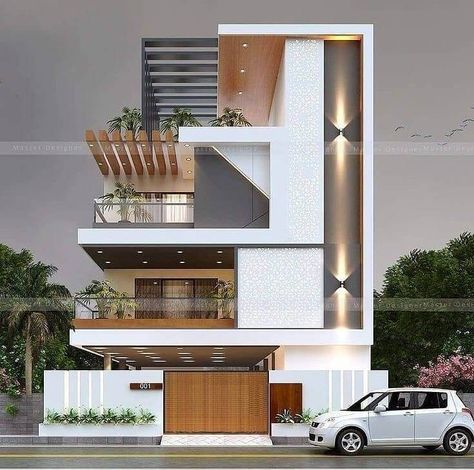 Amazing Exterior Modern House Design Ideas That Will Make Your Abode Cozier - Engineering Discoveries House Projects Architecture, 3 Storey House Design, 2 Storey House Design, House Outer Design, Small House Elevation, Small House Front Design, House Design Ideas, Small House Design Exterior, Small House Elevation Design