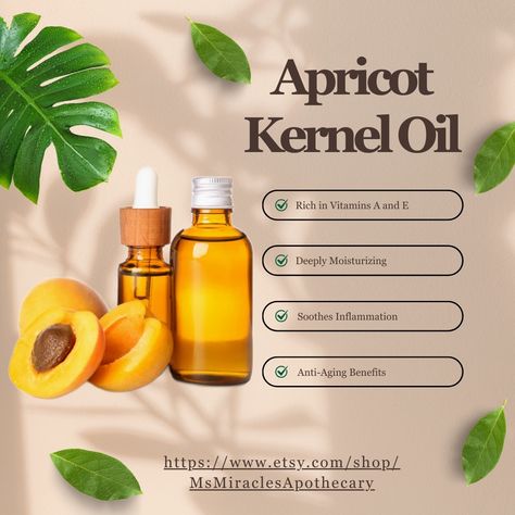 🌿 The Skin-Nourishing Power of Apricot Kernel Oil 🌿 Did you know that apricot kernel oil is a skincare gem with a rich history in traditional medicine? This lightweight, non-greasy oil is cold-pressed from the kernels of apricots and packed with nutrients that your skin will love! ✨ Why Your Skin Loves Apricot Kernel Oil: -Rich in Vitamins A & E: These powerful antioxidants protect your skin from environmental damage and promote healthy cell regeneration. -Deeply Moisturizing: Thanks to its... Cell Regeneration, Environmental Damage, Apricot Kernel Oil, Traditional Medicine, Cold Pressed, Apricot, Anti Aging, Did You Know, Medicine