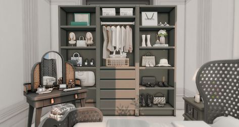 Sims 4 Condo, Sims 4 Aesthetic Build, Sims 4 Cc Aesthetic Furniture, Sims 4 Closet Cc, Condo Aesthetic, Bloxburg Backyard, Sims 4 Interior, Sims 4 Aesthetic, Teen Closet