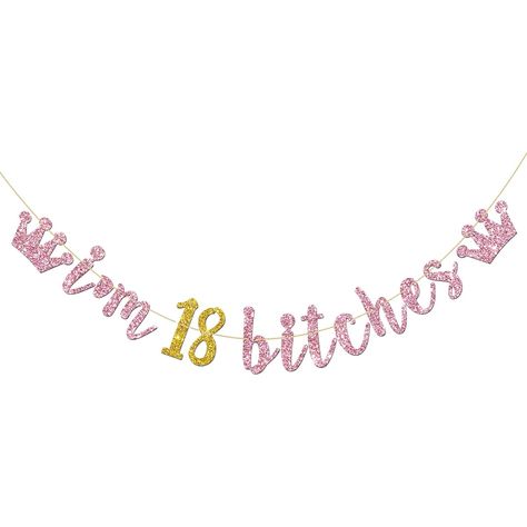 ⭐ Perfect for 18th birthday party 18th Birthday Banner Ideas, Pink 18th Birthday Party, Pink 18th Birthday, Birthday Banner Ideas, 18th Birthday Banner, Funny Birthday Party, Birthday Gold, 18th Birthday Party, Mirror Ornaments