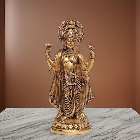 Enhance your home decor with Proudlyindia's Pure Brass Dhanvantri Idol Statue. This magnificent brass statue embodies beauty and splendor in every way. Handmade with meticulous detailing, the statue stands as a testament to the expert craftsmanship that goes into its creation. Exuding tranquility and grace, this lord statue would serve as a remarkable showpiece for your space, perfectly aligning with traditional aesthetics.  Adding to the charm of this brass sculpture, Proudlyindia's Dhanvantri Dhanvantri God, Vishnu Bhagwan, God Of Medicine, Divine Essence, Brass Sculpture, Hindu Culture, Spiritual Decor, Home Altar, Brass Statues