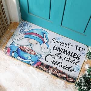 Funtery Winter Gnome Outdoor Christmas Mat Doormat Christmas Door Mats Snowman Doormat Outdoor Indoor Entrance Rugs Funny Floor Anti Slip Welcome Door Mats for Xmas Holiday Decoration, 16 x 28 Inch Snowman Doormat, Doormat Christmas, Winter Doormat, Blue Gnome, Entrance Rugs, Winter Door Decorations, Outdoor Doors, Winter Door, Christmas Rugs