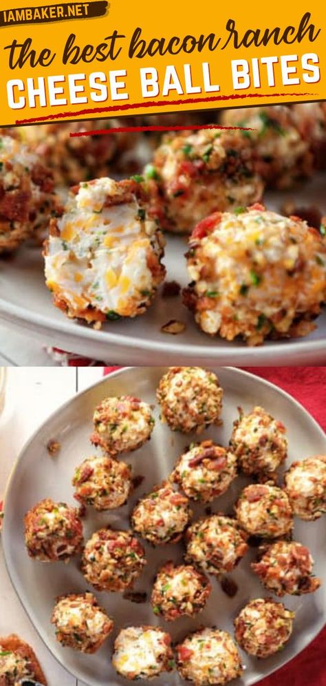 Bacon Ranch Cheese Ball Bites, Bacon Cheese Ball Bites, Bacon Ranch Cheeseball Bites, Mini Cheese Ball Recipes, Cheese Ball Bites Pretzel Sticks, Charcutiere Boards, New Year’s Eve Food, Bacon Cheeseball Recipes, Bacon Ranch Cheeseball