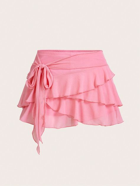 SHEIN ICON Women's Multi-Layer Ruffle Trim Low Rise Y2K Mini Black SkirtI discovered amazing products on SHEIN.com, come check them out! Cute Pink Flowy Skirt, Pink Flowy Skirt, Cupid Halloween, Skirts Y2k, Pink Ruffle Skirt, Ruffle Skirts, Ruched Mini Skirt, Barbie Wardrobe, Pink Bottoms