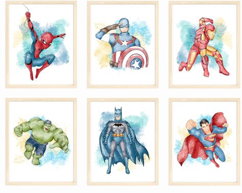 PRICES MAY VARY. 🦸‍♂️ Packed with Heroes: 6 different posters bring beloved heroes to rooms. 🌈 Vibrant and Dynamic Designs: Dynamic and colorful designs that enliven rooms. 📄 Premium Paper Quality: Crafted on high-quality 350GSM matte coated paper, ensuring durability and a sleek look. 🌆 Foster Imagination: Nourish and develop kids' imagination with their heroes. 🎉 Easy Hanging: Can be hung quickly and easily, offering instant decoration. 🎁 Wonderful Gift Option: A perfect gift for little Marvel Nursery Baby Boy, Marvel Kids Bedroom Farmhouse, Boys Room Wall Art Superhero, Boys Room Wall Art Free Printables, Free Printable Marvel Wall Art, Baby Marvel Room, Modern Kids Bedroom Marvel, Superhero Bedroom Wall Paint, Superhero Bedroom With Bunk Beds