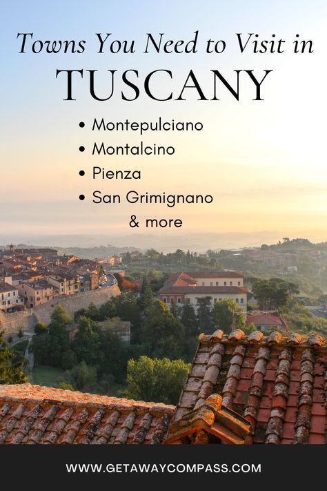 One of the best parts of visiting Tuscany is exploring the Tuscan towns, with their stunning vineyard views, cobblestone streets, and delicious food. There are many amazing Tuscan towns so its hard to decide which ones to prioritize. Check out this list to see the 5 best towns to visit in Tuscany. Where To Stay In Tuscany Italy, Tuscany Italy Wineries, Tuscany Restaurants, Tuscany Food, Tuscany Towns, Tuscany Wine Tour, Tuscany Style, Tuscan Towns, Italian Vacation