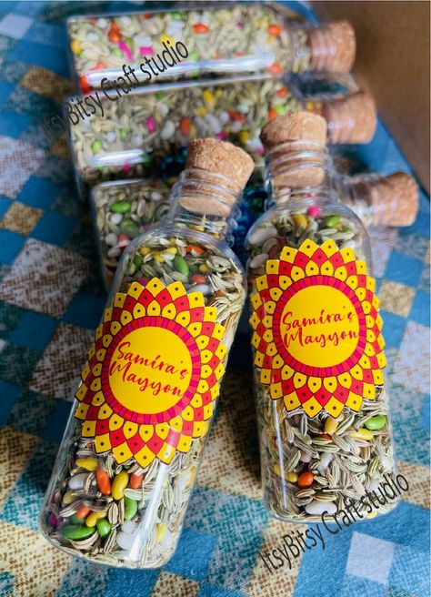 Buy Desi Wedding Favors, Favor Bottles, Plastic Bottles With Corks, Personalized Stickers, Bottles With Sonf, Sonf Favors, Wedding Favor Bottles Online in India - Etsy Asian Wedding Favors, Wedding Diys, Indian Wedding Favors, Party Favors For Adults, Prop Making, Unique Favors, Tag Print, Favors Wedding, Unique Wedding Favors