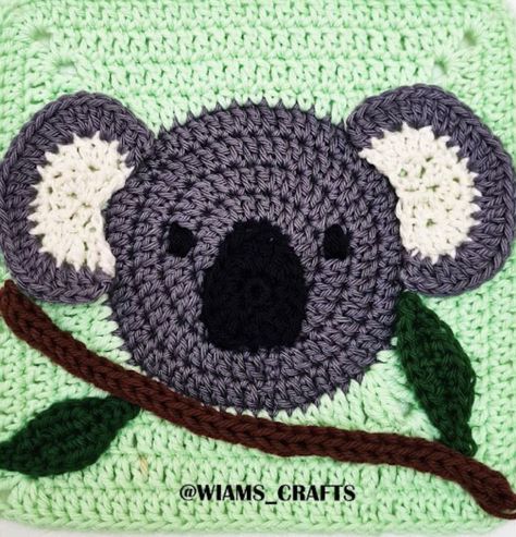 Crochet Koala, Koala Pattern, Granny Square Häkelanleitung, Motifs Granny Square, Afghan Squares, Square Crochet Pattern, Afghan Crochet, Afghan Patterns, Crochet Square Patterns