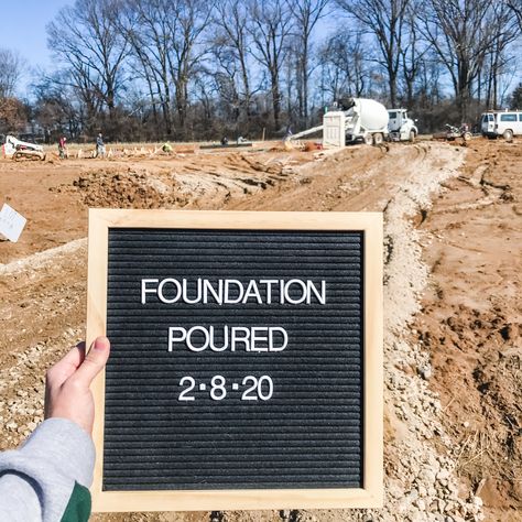 Foundation was poured today! Follow along as we build our dream farmhouse in TN Buy A Land Vision Board, Building A House Announcement, Buying Land To Build A House, Property Photoshoot, Barndominium Shop, Mom Life Humor, Buy Dirt, Walking In Faith, Relatable Mom