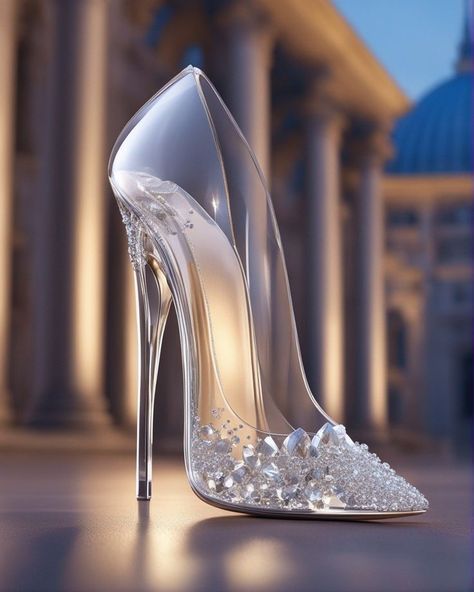 Dream Wedding Heels, Bride Shoes Wedding Heels Elegant, Glass Heels Cinderella, Elegant Wedding Shoes Brides, Bride Shoes Wedding Heels, Glass High Heels, Wedding Heels Brides, Cinderella Wedding Shoes, Cinderella Heels