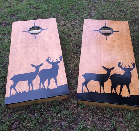 Deer cornhole board Cornhole Boards Diy Designs, Washer Boards, Hunter Gifts, Diy Bean Bag, Bean Bag Boards, Diy Cornhole Boards, Bean Bag Games, Cornhole Boards Designs, Corn Hole Diy