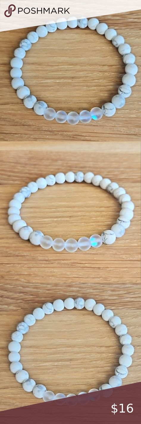 Howlite & Angel Aura Quartz Gemstone Beads Bracelet Angel Aura Quartz, Water Can, Water Water, Angel Aura, White Howlite, Gemstone Beaded Bracelets, Spiritual Guidance, Aura Quartz, Crafted Jewelry