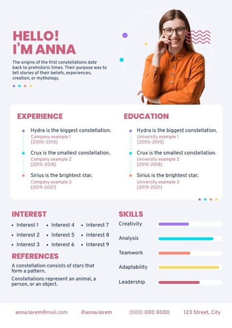 Minimalist Hello I'm Anna Influencer Resume Influencer Resume, Editing Tool, Brand Kit, Editing Tools, Resume Template, Resume Templates, Free Graphic Design, Influencer, Branding Design