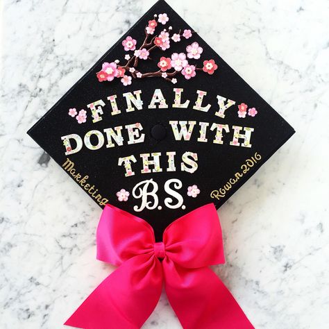 Done with this B.S - Grad Cap Decoration Idea Finally Done With This Bs Cap, Done With This Bs Grad Cap, Grad Cap Decoration, Degree Cap, College Grad Cap Ideas, Grad Cap Decorated, Grad Caps, Cap Decoration, Grad Photoshoot