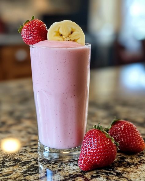 "Oh my gosh, this Strawberry Banana Milkshake is like sunshine in a glass! It's creamy, dreamy, and the perfect sweet treat for any day.   Ingredients: - 1 cup fresh strawberries - 1 ripe banana - 1 cup vanilla ice cream  For more ingredients, check the link in the first comment [👇] [👇].  Blend up your strawberries and banana with the ice cream until smooth. Pour it into a tall glass and enjoy the fruity goodness! 🍓🍌  #StrawberryBanana #MilkshakeLovers #SummerTreat #SmoothieRecipe #HomemadeDelight" Strawberry Banana Milkshake, Banana Milkshake, Strawberry Milkshake, Eating Clean, Fresh Strawberries, Strawberry Banana, Summer Treats, Vanilla Ice, Ripe Banana