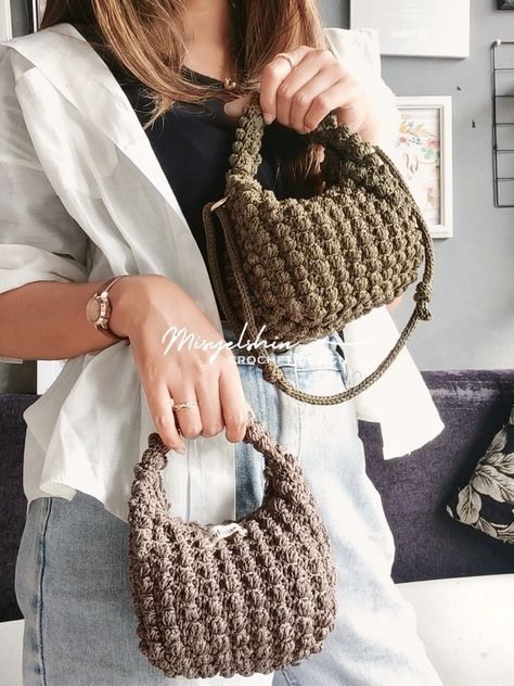 Popcorn Bag, Popcorn Bags, Handmade Handbag, Crochet Purse Patterns, Handbag For Women, Mini Handbag, Handmade Handbags, Crochet Tote, Crochet Shoes