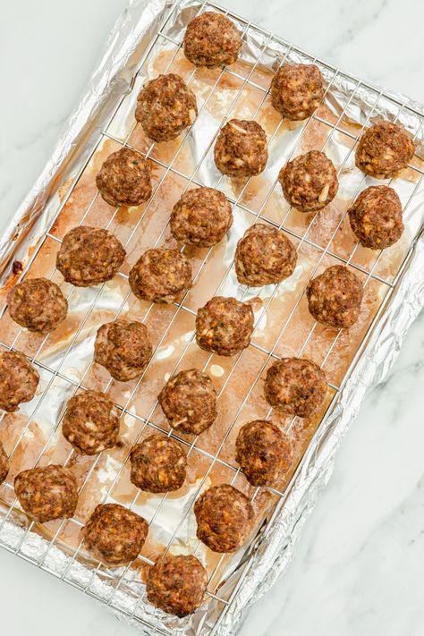 Oven Baked Mini Meatballs, How Long To Bake Meatballs In Oven, Cooking Meatballs, Meatballs In The Oven, Baked Italian Sausage, Oven Meatballs, Moist Meatballs, Italian Sausage Meatballs, Oven Baked Meatballs