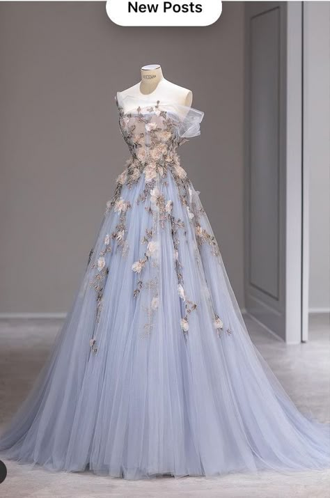 Colorful Princess Dress, Pretty Long Dress, Pink And Blue Prom Dress, Debut Gown, Fairy Tale Dresses, Shoulder Applique, Debut Gowns, Debut Dresses, Cool Dresses