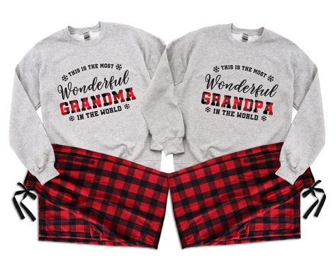 This is the Most Wonderful Grandma & Grandpa in the World. - Etsy Bosnia and Herzegovina Couples Christmas Pajamas, Christmas Pajamas Matching, Plaid Pjs, First Christmas Engaged, Pajamas Matching, Couples Christmas, Couple Pajamas, Matching Christmas Pajamas, Adult Pajamas