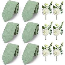 Groomsmen Attire Green Tie, Groom Sage Green, Sage Green Wedding Theme, Green Ties, Sage Green Tie, Groomsmen Boutonniere, Rose Boutonniere, Green Themed Wedding, Sage Green Color