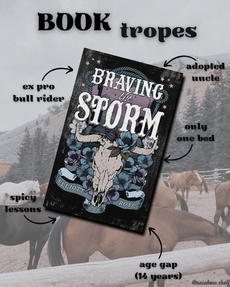 Braving the storm by Elliot Rose rating: 5/5⭐️ spice: 3/5🌶️ New Book Boyfriend Unlocked! 🔓 This book completely surprised me—I didn’t expect the story to take the turns it did, and I loved every second of it. Storm is everything I adore in a book boyfriend. From the moment he saw Briar, he was all in—doing everything he could to make her his and to show her just how much she deserved. Briar’s running away from her cheating husband and awful sister, desperate for a fresh start, she finds h... 5 Spice, Cheating Husband, Bull Riders, One Bed, Age Gap, A Fresh Start, Book Boyfriends, Fresh Start, Book Club Books