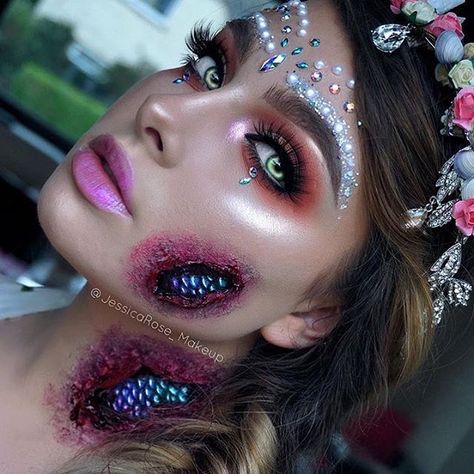 WEBSTA @makeupaddictioncosmetics 🦋 MerMaid! Amazing work by @jessicarose_makeup using our Fantasy Makeup Ideas, Mermaid Makeup Halloween, Make Up Diy, Korean Beauty Routine, Media Makeup, Cool Halloween Makeup, Mermaid Halloween, Special Fx Makeup, Amazing Halloween Makeup