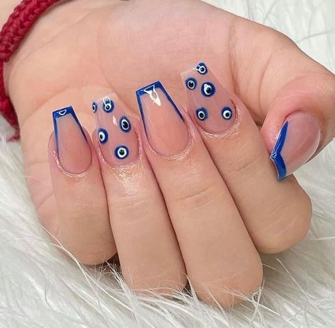 Gold Acrylic Nails, Evil Eye Nails, Eye Designs, Hippie Nails, Pretty Gel Nails, Acrylic Nails Coffin Short, Acrylic Nails Coffin, Fire Nails, Pretty Acrylic Nails