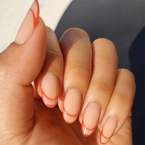 Ready for your nails to look like the ultimate in chic? Step in with the hottest trend in nail art, outline nails. Check out our latest blog to learn how to recreate this look 💅 by:chuenails #opi #nails #nailart #outlinenails #opisamoansand #neutral #neutralnails #manicure Tip Outline Nails, Outline Manicure, Brown Tip Gel Nails, Nails With Lines On Edge, Brown French Tip Nails With White Line, French Manicure Outline, Neutral Tone French Tip Nails, Outline Nail Design, Outlined Nails