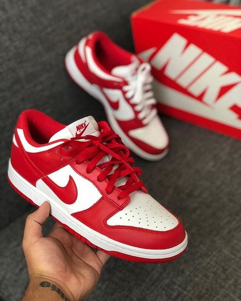 SneakCorner on Instagram: “Red or White laces?” Shoes Nike Red And White, Red And White Nike Shoes, Red And White Nike Dunks, White And Red Shoes, Red Sneakers Women, Nike Red Shoes, Tenis Nike Jordan, Red And White Shoes, Nike Red Sneakers