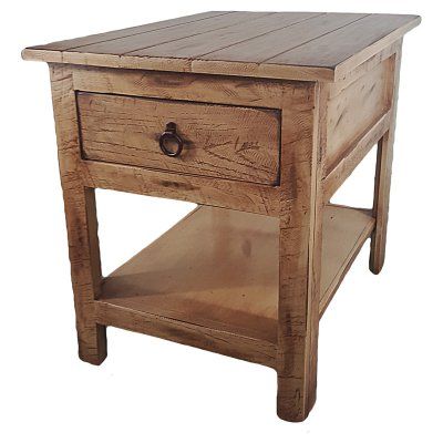 American Heartland Rustic End Table - #30313RBK Rustic Accent Table, Rustic End Table, Sofa End Table, Western Living Room, Rustic End Tables, Farmhouse End Tables, Western Furniture, Rustic Frames, Wood End Tables