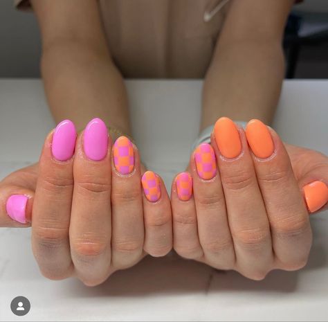 Checkered Nails, Teen Nails, Summery Nails, Cute Gel Nails, Bright Nails, Short Acrylic Nails Designs, Fire Nails, Funky Nails, Pretty Acrylic Nails