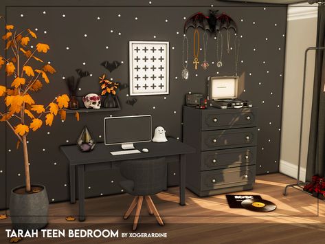 Sims 4 Bedrooms, Alt Room Decor, Alt Room, Grunge Bedroom, Sims 4 Bedroom, Cc Furniture, Cc Mods, Teen Boy Room, Sims 4 Children