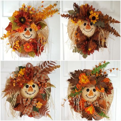 Straw Hat Diy Ideas, Scarecrow Hats, Scarecrow Wreaths, Straw Hat Wreath, Scarecrow Wreath Diy, Scarecrow Diy, Scarecrow Wreath Diy Dollar Tree, Straw Hat Scarecrow, Scarecrow Straw Hat