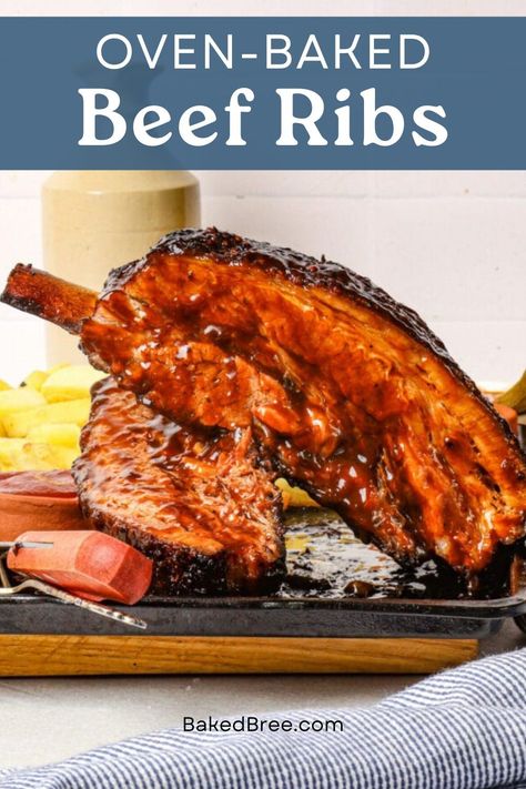 A robust offering worth the cooking time that will result in the flavorful, fall-off-the-bone delicacy that is Oven-Baked Beef Ribs. Beef Ribs Recipes, Beef Rib Recipe, Beef Ribs In Oven, Smoked Beef Ribs Recipe, Oven Baked Beef Ribs, Baked Beef Ribs, Smoked Beef Ribs, Beef Back Ribs, Roast Chicken And Gravy