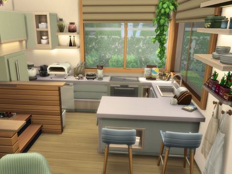 The Sims Resource - Tiny Home for Home Chef Eco Tiny House, Chef House, Sims 4 Kitchen, Tiny House Floor Plans, Micro House, Modern Tiny House, Sims 4 Build, Sims 4 Houses, Tiny Home