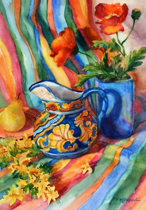 Color Still Life, Watercolor Still Life, Mexican Paintings, Expressionist Artists, Art Tutorials Watercolor, Arches Watercolor Paper, Still Life Art, Mexican Art, Art Themes