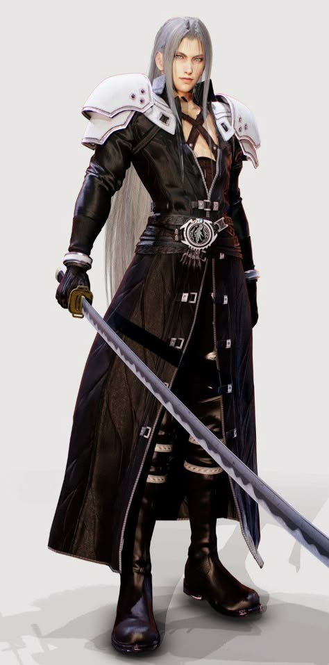 Sephiroth Concept Art, Sephiroth Reference, Sephiroth Outfit, Masamune Sephiroth, Sephiroth Drawing, Ff Sephiroth, Sephiroth Cosplay, Ff7 Sephiroth, One Winged Angel