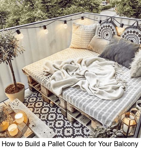 Balcony Boss is reader-supported. When you buy through our links, we may earn a small commission at no cost to you. For additional information,… #palletfurniture Pallet Sectional Couch, Pallet Couch Outdoor, Patio Bed, Pallet Daybed, Z Palette, Diy Pallet Couch, Pallet Seating, Pallet Patio Furniture, Pallet Patio