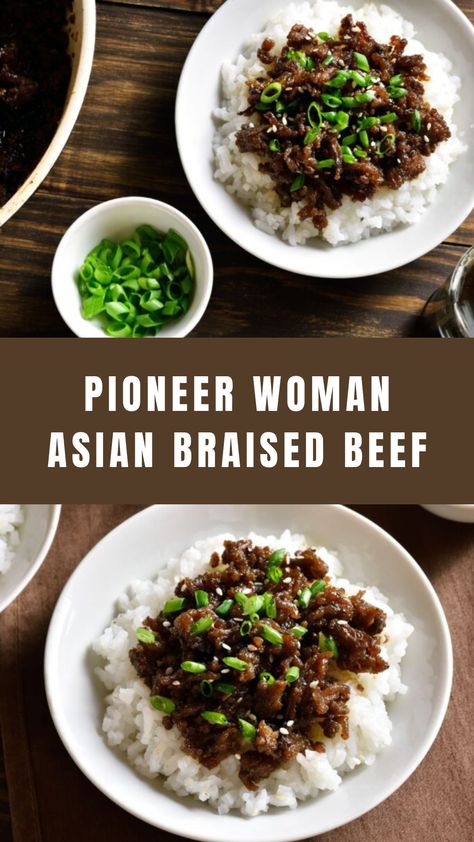 Pioneer Woman Asian Braised Beef Ree Drummond Asian Braised Beef, Braised Chuck Roast Recipes, Asian Braised Beef, Tender Chuck Roast, Pioneer Kitchen, Braised Beef Recipes, Chuck Roast Recipes, Cooking Jasmine Rice, Pioneer Woman Recipes