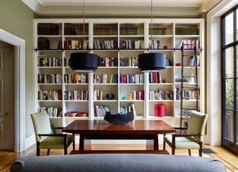 9 Space-Smart Ways to Fit Two Rooms in One Reading Room Design, Dining Room Library, Home Library Rooms, Transitional Dining Room, Library Room, Room Library, Home Library Design, Dining Room Combo, Multipurpose Room